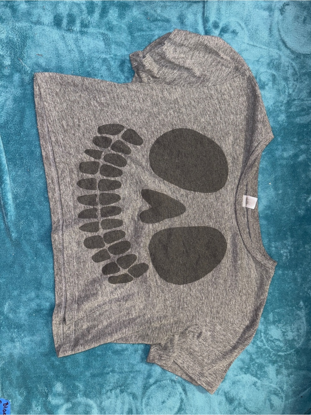 Grey Skull Print Cropped T-Shirt – Size M